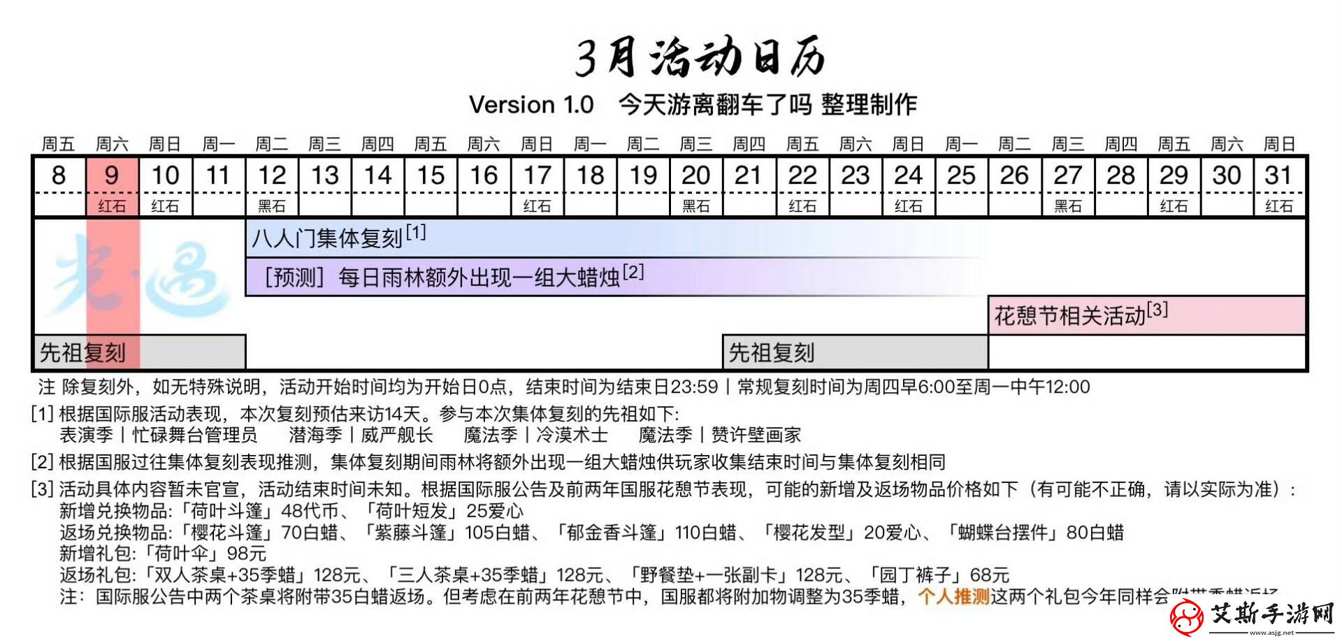 光遇3月有什么活动2024光遇3月活动日历分享