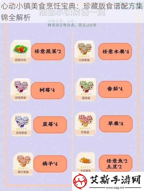 心动小镇美食烹饪宝典：珍藏版食谱配方集锦全解析